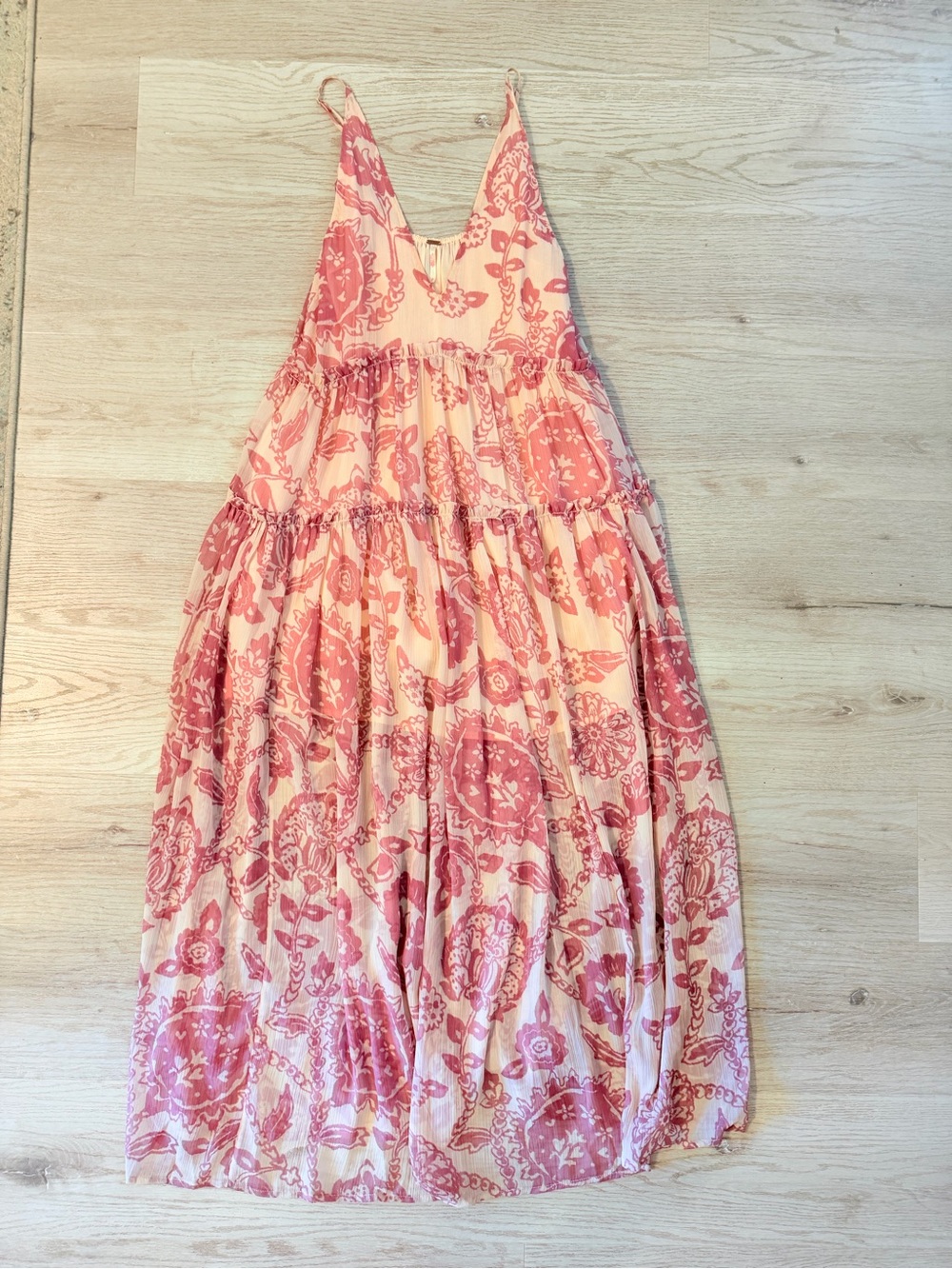 Free People Pink Boho Floral Maxi Dress size XS - Picture 4 of 7